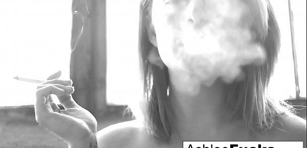  Sexy  Ashlee Graham smokes while showing off her natural tits